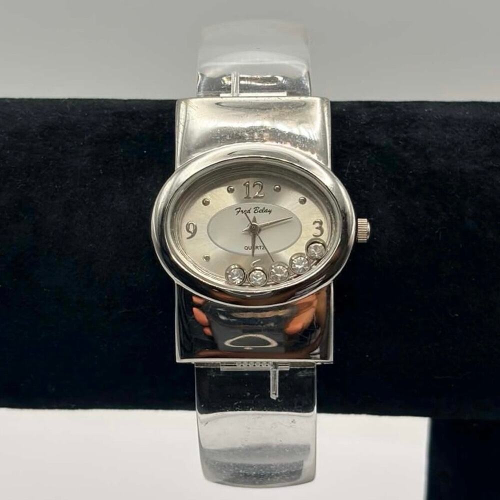 Silver & Clear Fred Belay Cuff Watch